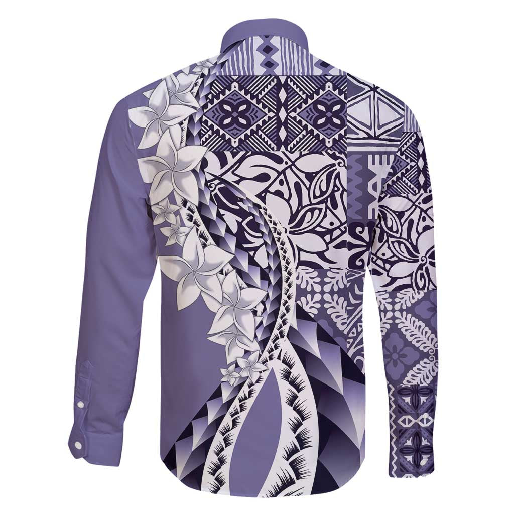 Aloha Vintage Plumeria Hawaiian Tapa Pattern Family Matching Puletasi and Hawaiian Shirt Purple Hawaiian Tapa Pattern - Polynesian Pride