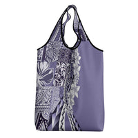 Aloha Vintage Plumeria Hawaiian Tapa Pattern Grocery Bag Purple Hawaiian Tapa Pattern - Polynesian Pride