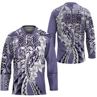 Aloha Vintage Plumeria Hawaiian Tapa Pattern Hockey Jersey Purple Hawaiian Tapa Pattern - Polynesian Pride