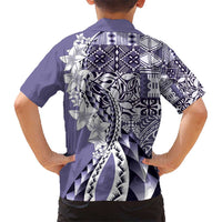 Aloha Vintage Plumeria Hawaiian Tapa Pattern Kid Hawaiian Shirt Purple Hawaiian Tapa Pattern LT9 - Polynesian Pride