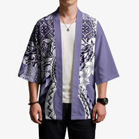 Aloha Vintage Plumeria Hawaiian Tapa Pattern Kimono Purple Hawaiian Tapa Pattern - Polynesian Pride