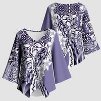 Aloha Vintage Plumeria Hawaiian Tapa Pattern Kimono Sleeve Blouse Purple Hawaiian Tapa Pattern - Polynesian Pride