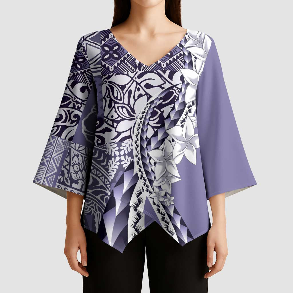 Aloha Vintage Plumeria Hawaiian Tapa Pattern Kimono Sleeve Blouse Purple Hawaiian Tapa Pattern - Polynesian Pride