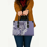 Aloha Vintage Plumeria Hawaiian Tapa Pattern Leather Bag Purple Hawaiian Tapa Pattern - Polynesian Pride