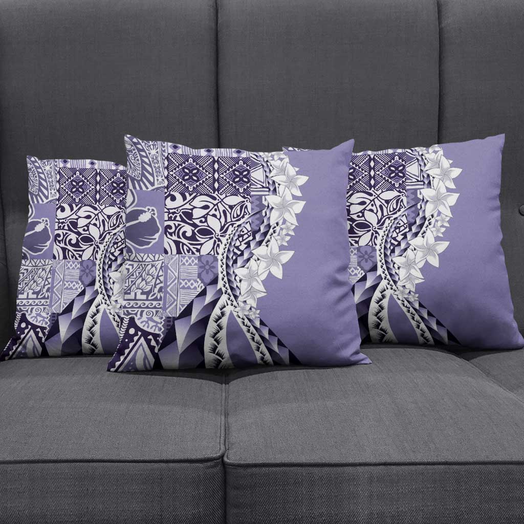 Aloha Vintage Plumeria Hawaiian Tapa Pattern Pillow Cover Purple Hawaiian Tapa Pattern - Polynesian Pride