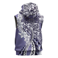 Aloha Vintage Plumeria Hawaiian Tapa Pattern Sleeveless Zip Hoodie Purple Hawaiian Tapa Pattern LT9 - Polynesian Pride