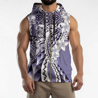 Aloha Vintage Plumeria Hawaiian Tapa Pattern Sleeveless Zip Hoodie Purple Hawaiian Tapa Pattern - Polynesian Pride