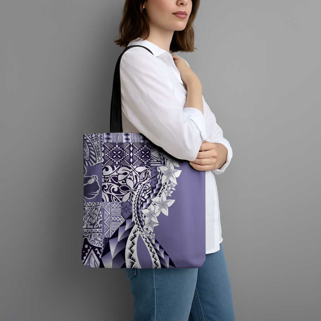 Aloha Vintage Plumeria Hawaiian Tapa Pattern Tote Bag Purple Hawaiian Tapa Pattern - Polynesian Pride