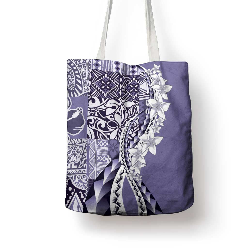 Aloha Vintage Plumeria Hawaiian Tapa Pattern Tote Bag Purple Hawaiian Tapa Pattern - Polynesian Pride