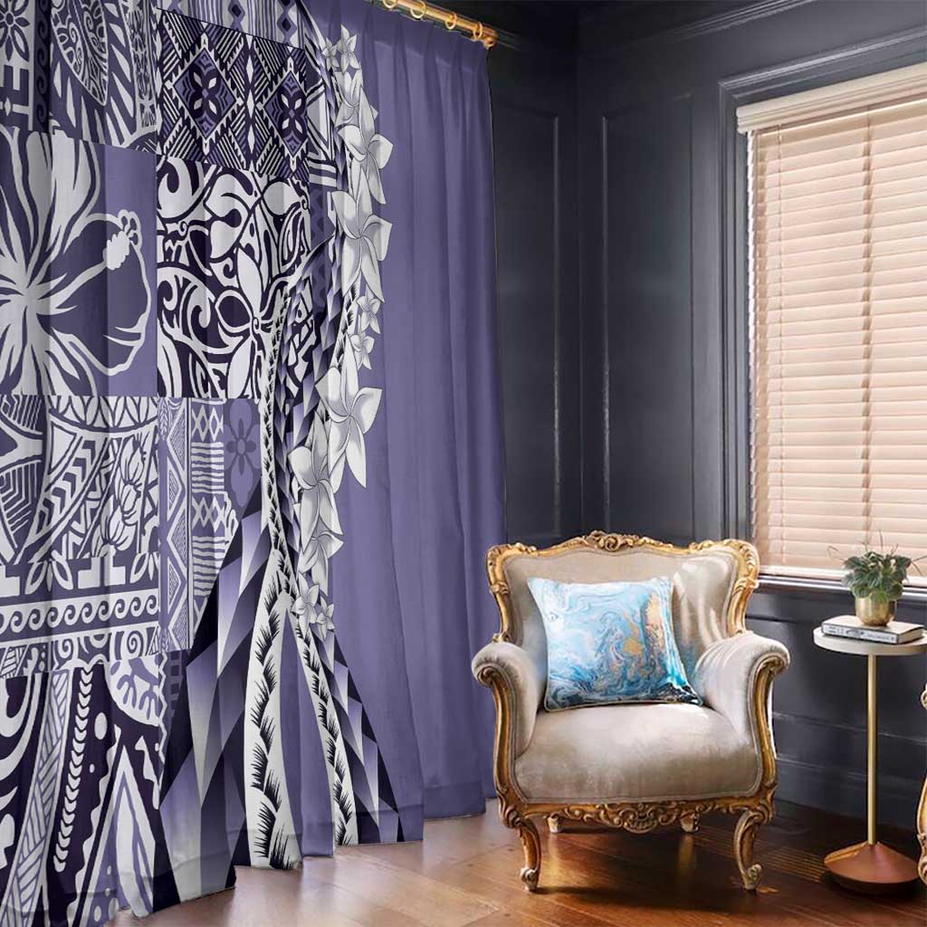 Aloha Vintage Plumeria Hawaiian Tapa Pattern Window Curtain Purple Hawaiian Tapa Pattern - Polynesian Pride