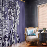 Aloha Vintage Plumeria Hawaiian Tapa Pattern Window Curtain Purple Hawaiian Tapa Pattern - Polynesian Pride