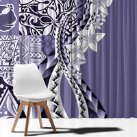 Aloha Vintage Plumeria Hawaiian Tapa Pattern Window Curtain Purple Hawaiian Tapa Pattern - Polynesian Pride