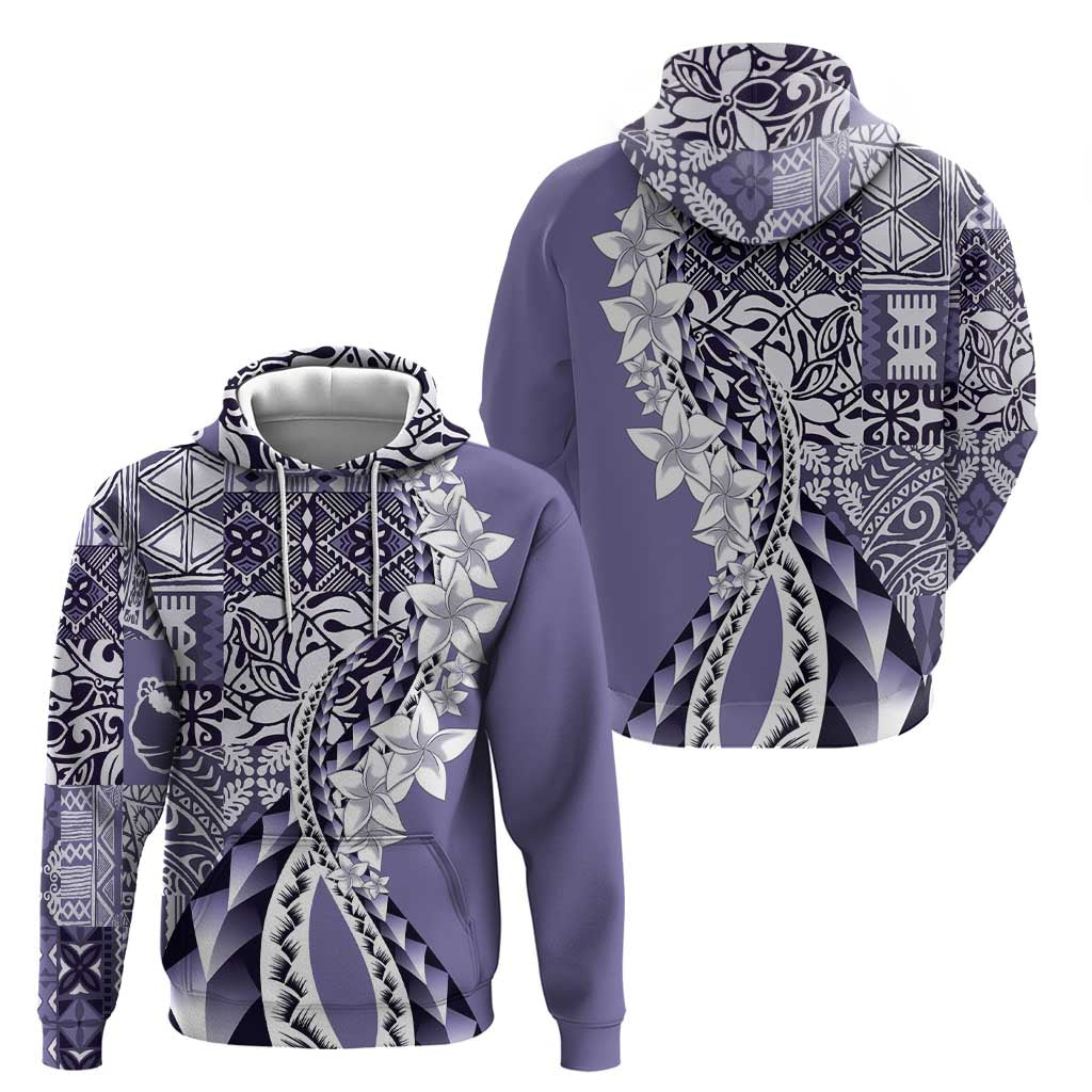 Aloha Vintage Plumeria Hawaiian Tapa Pattern Zip Hoodie Purple Hawaiian Tapa Pattern - Polynesian Pride