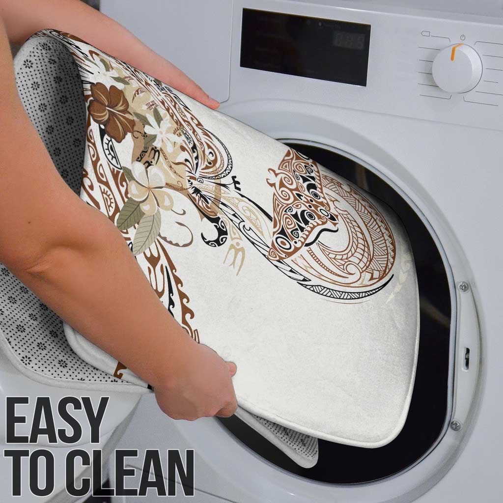 Polynesian Manta Ray Bathroom Set Beige Floral Turtle Tattoo - Polynesian Pride