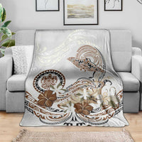 Polynesian Manta Ray Blanket Beige Floral Turtle Tattoo - Polynesian Pride