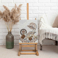 Polynesian Manta Ray Canvas Wall Art Beige Floral Turtle Tattoo - Polynesian Pride