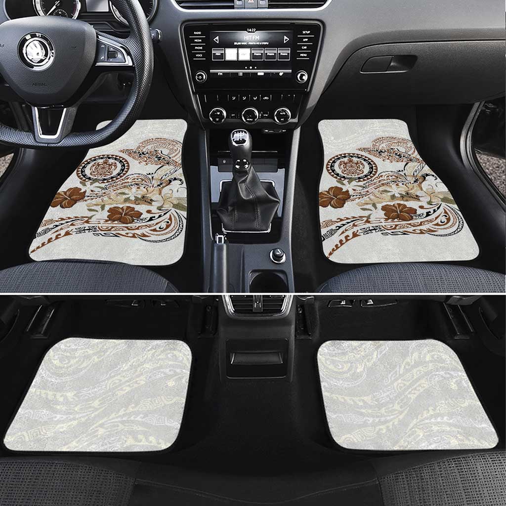 Polynesian Manta Ray Car Mats Beige Floral Turtle Tattoo - Polynesian Pride