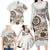 Polynesian Manta Ray Family Matching Long Sleeve Bodycon Dress and Hawaiian Shirt Beige Floral Turtle Tattoo - Polynesian Pride