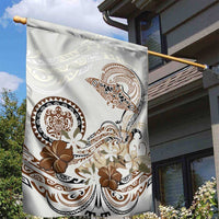 Polynesian Manta Ray Garden Flag Beige Floral Turtle Tattoo - Polynesian Pride