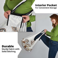 Polynesian Manta Ray Grocery Bag Beige Floral Turtle Tattoo - Polynesian Pride