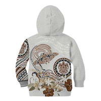 Polynesian Manta Ray Kid Hoodie Beige Floral Turtle Tattoo - Polynesian Pride
