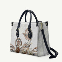 Polynesian Manta Ray Leather Bag Beige Floral Turtle Tattoo - Polynesian Pride