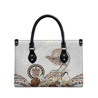 Polynesian Manta Ray Leather Bag Beige Floral Turtle Tattoo - Polynesian Pride