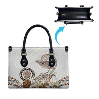 Polynesian Manta Ray Leather Bag Beige Floral Turtle Tattoo - Polynesian Pride