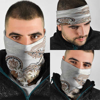 Polynesian Manta Ray Neck Gaiter Beige Floral Turtle Tattoo - Polynesian Pride