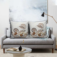 Polynesian Manta Ray Pillow Cover Beige Floral Turtle Tattoo - Polynesian Pride