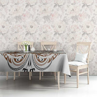 Polynesian Manta Ray Tablecloth Beige Floral Turtle Tattoo - Polynesian Pride