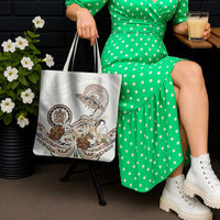 Polynesian Manta Ray Tote Bag Beige Floral Turtle Tattoo - Polynesian Pride