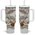 Polynesian Manta Ray Tumbler With Handle Beige Floral Turtle Tattoo - Polynesian Pride