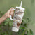 Polynesian Manta Ray Tumbler With Handle Beige Floral Turtle Tattoo - Polynesian Pride