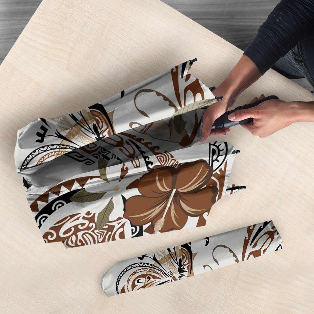 Polynesian Manta Ray Umbrella Beige Floral Turtle Tattoo - Polynesian Pride