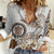 Polynesian Manta Ray Women Casual Shirt Beige Floral Turtle Tattoo - Polynesian Pride