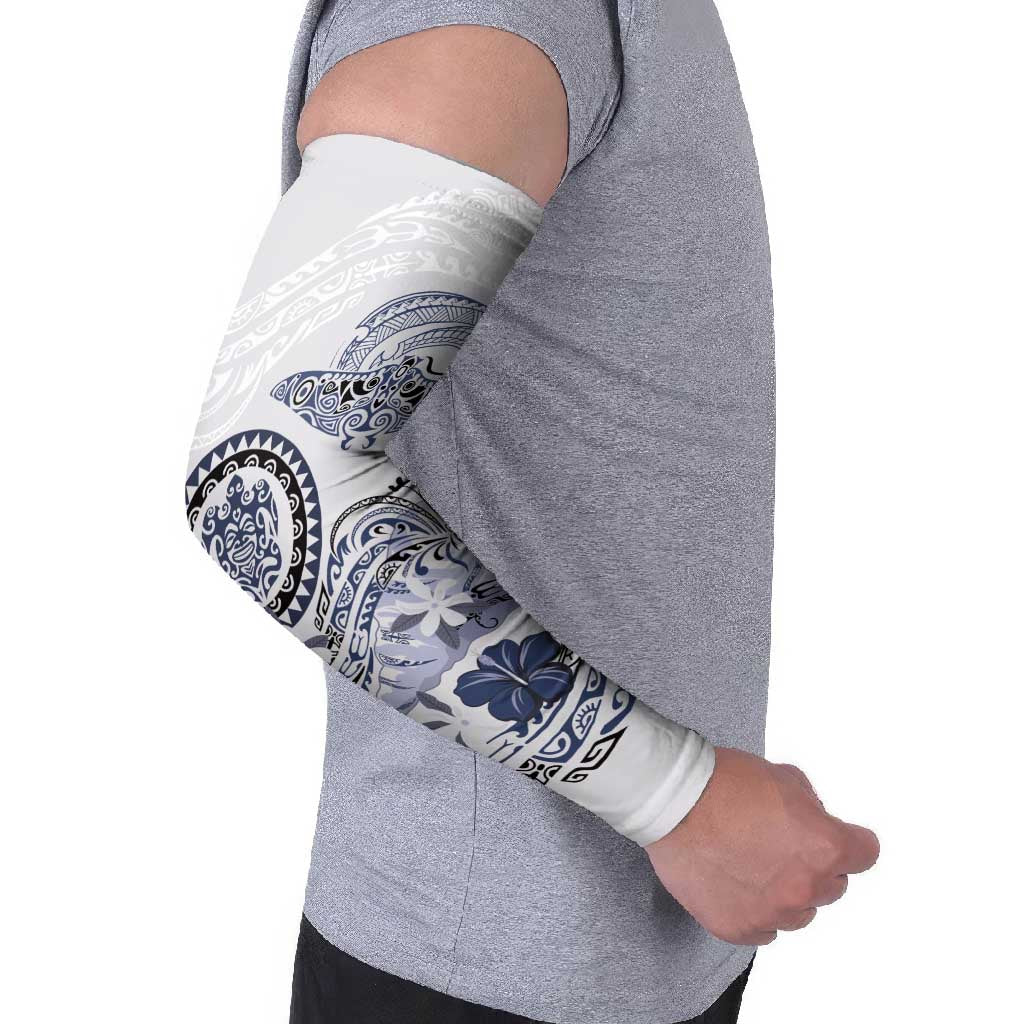 Polynesian Manta Ray Arm Sleeves Blue Floral Turtle Tattoo - Polynesian Pride