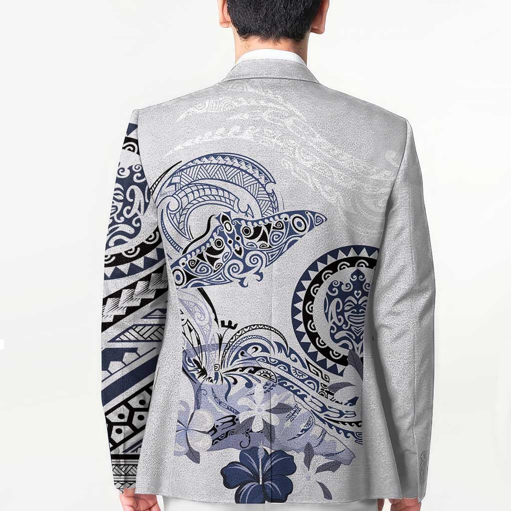 Polynesian Manta Ray Blazer Blue Floral Turtle Tattoo - Polynesian Pride