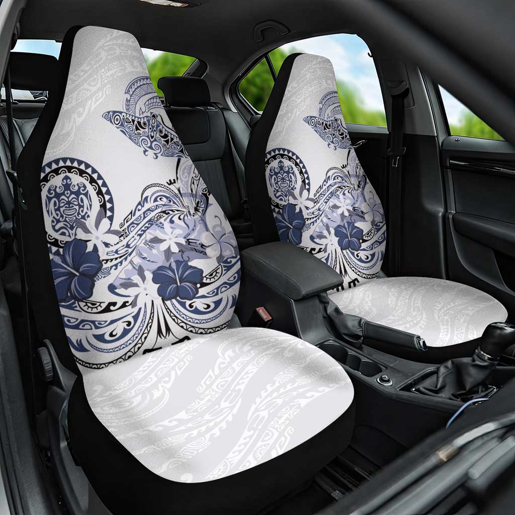 Polynesian Manta Ray Car Seat Cover Blue Floral Turtle Tattoo - Polynesian Pride