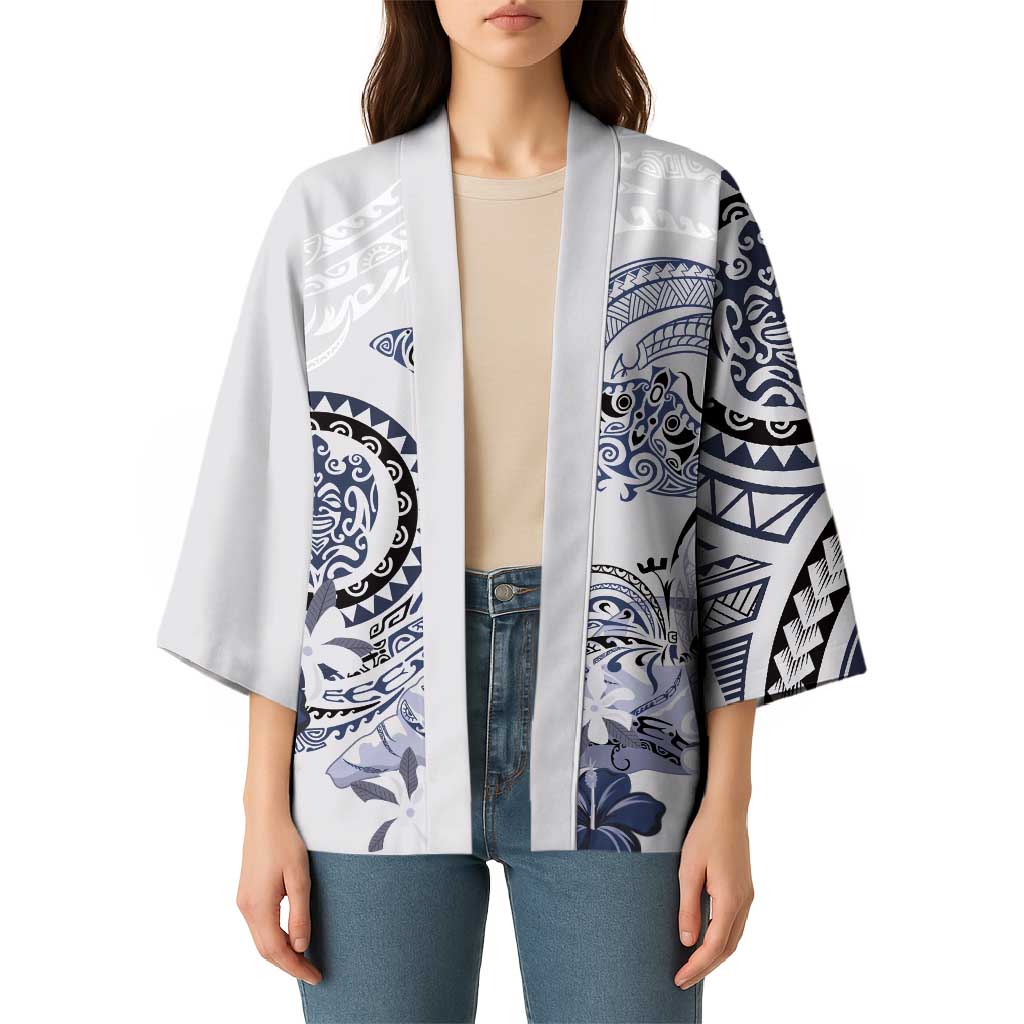 Polynesian Manta Ray Kimono Blue Floral Turtle Tattoo - Polynesian Pride