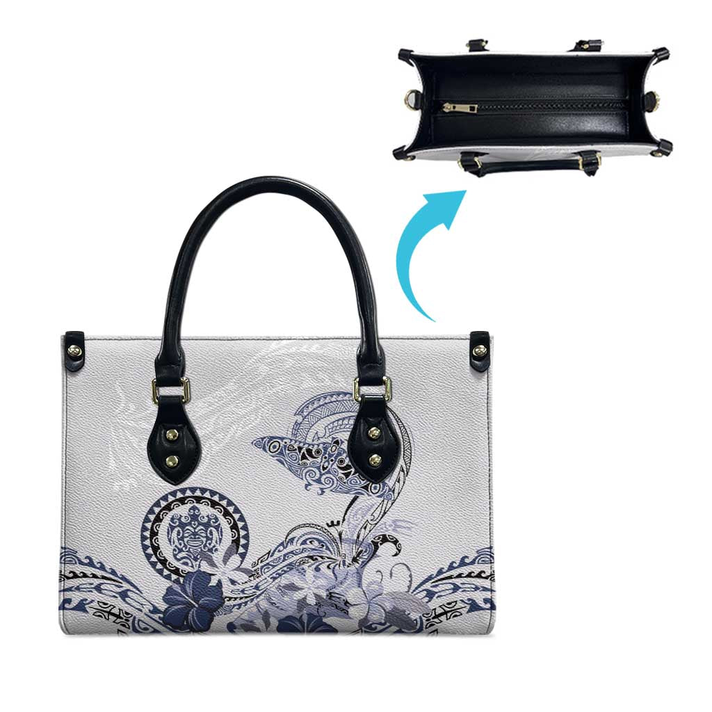 Polynesian Manta Ray Leather Bag Blue Floral Turtle Tattoo - Polynesian Pride