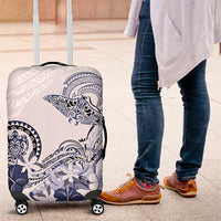 Polynesian Manta Ray Luggage Cover Blue Floral Turtle Tattoo - Polynesian Pride