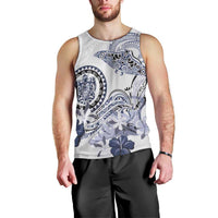 Polynesian Manta Ray Men Tank Top Blue Floral Turtle Tattoo - Polynesian Pride