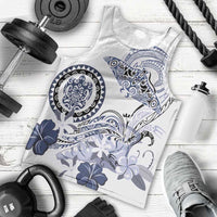 Polynesian Manta Ray Men Tank Top Blue Floral Turtle Tattoo - Polynesian Pride