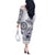 Polynesian Manta Ray Off The Shoulder Long Sleeve Dress Blue Floral Turtle Tattoo - Polynesian Pride