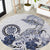 Polynesian Manta Ray Round Carpet Blue Floral Turtle Tattoo - Polynesian Pride