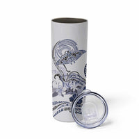 Polynesian Manta Ray Skinny Tumbler Blue Floral Turtle Tattoo - Polynesian Pride
