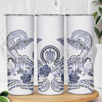 Polynesian Manta Ray Skinny Tumbler Blue Floral Turtle Tattoo - Polynesian Pride