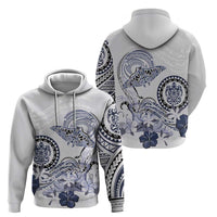 Polynesian Manta Ray Zip Hoodie Blue Floral Turtle Tattoo - Polynesian Pride