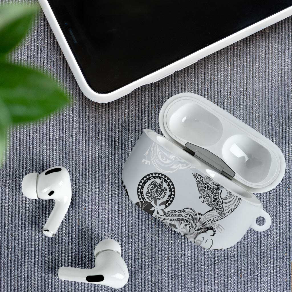 Polynesian Manta Ray AirPods Case Gray Floral Turtle Tattoo - Polynesian Pride